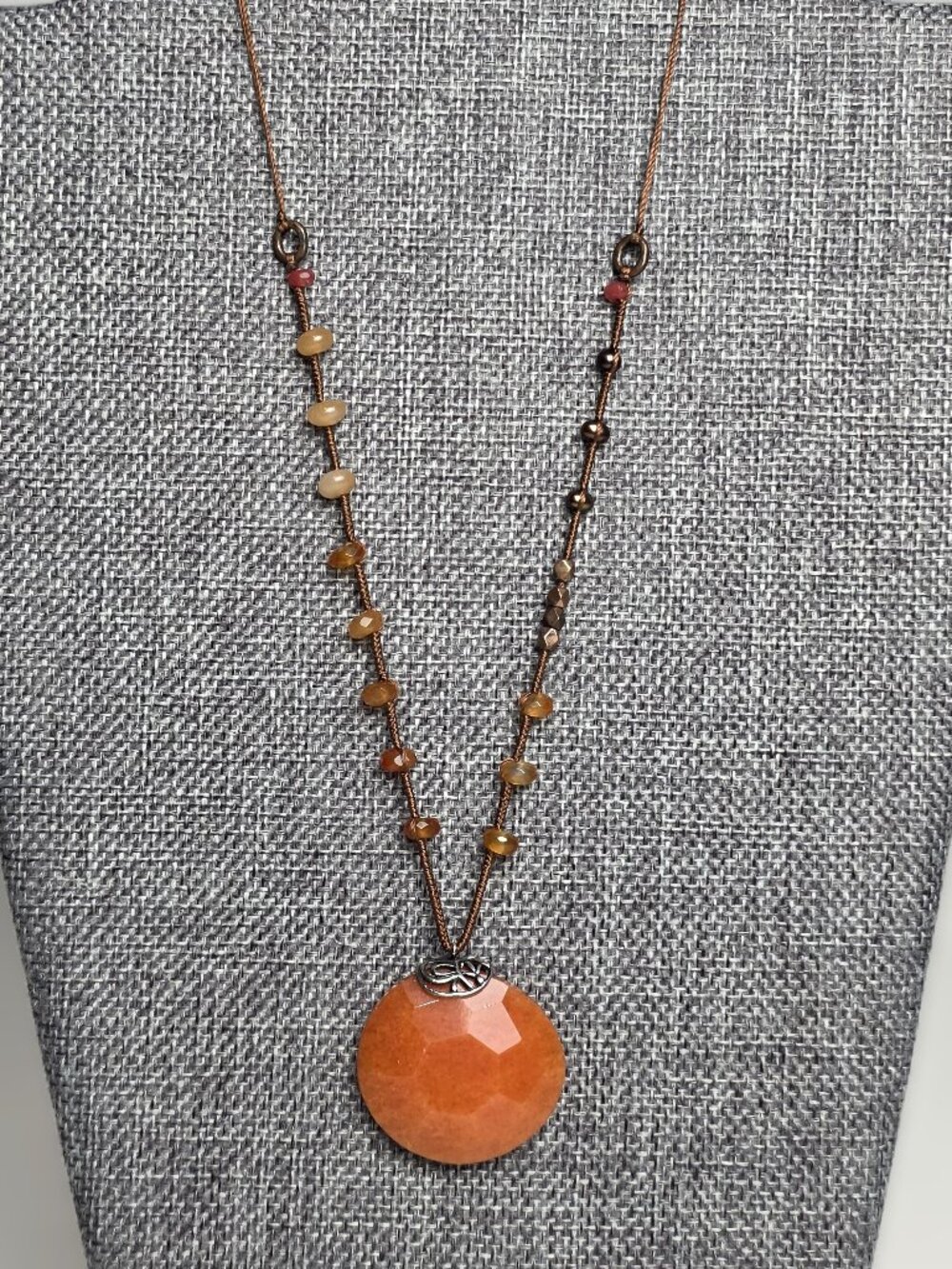 Silpada Moroccan Sunset Necklace N2453 Sterling Silver Orange Stone